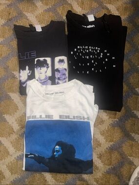Billie Eilish Women's Graphic Tee - White & Blue Image Print